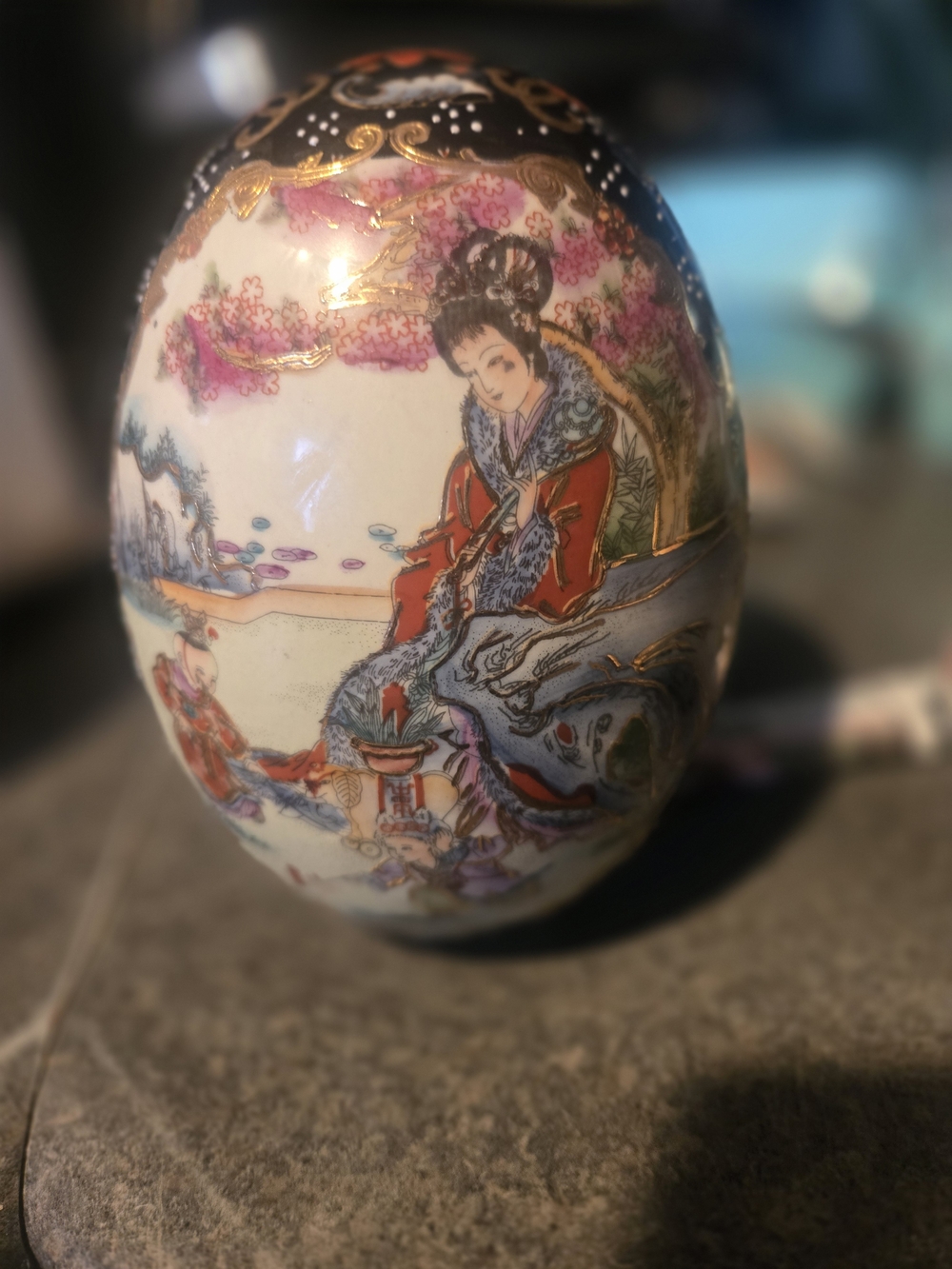 Hand-Painted Porcelain Decorative Egg Vase - Multicolor